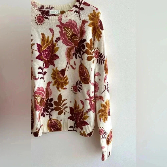 Spartina 449 Fall Floral Crewneck Sweater, Size Medium - Picture 13 of 16